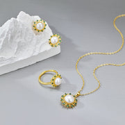 Sunflower Freshwater Pearl Set – Earrings, Ring & Pendant