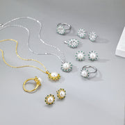 Sunflower Freshwater Pearl Set – Earrings, Ring & Pendant