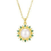 Sunflower Freshwater Pearl Set – Earrings, Ring & Pendant